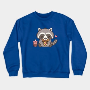 Cute Raccoon Love Eating Pizza Crewneck Sweatshirt